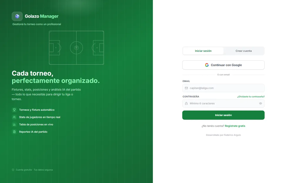 Screenshot del proyecto Golazo