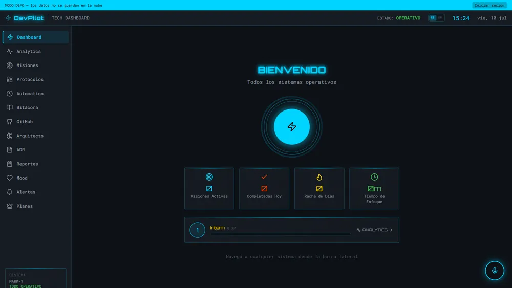 Screenshot del proyecto DevPilot